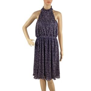 HD in Paris Mullari Halter Dress Navy Abstract Print Size S